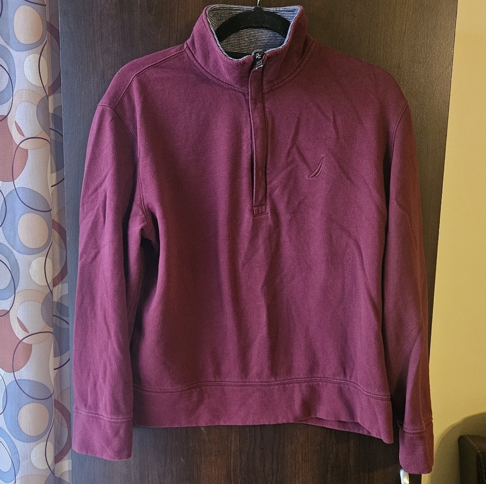 Nautica Maroon Quarter Zip Pullover Size Small
